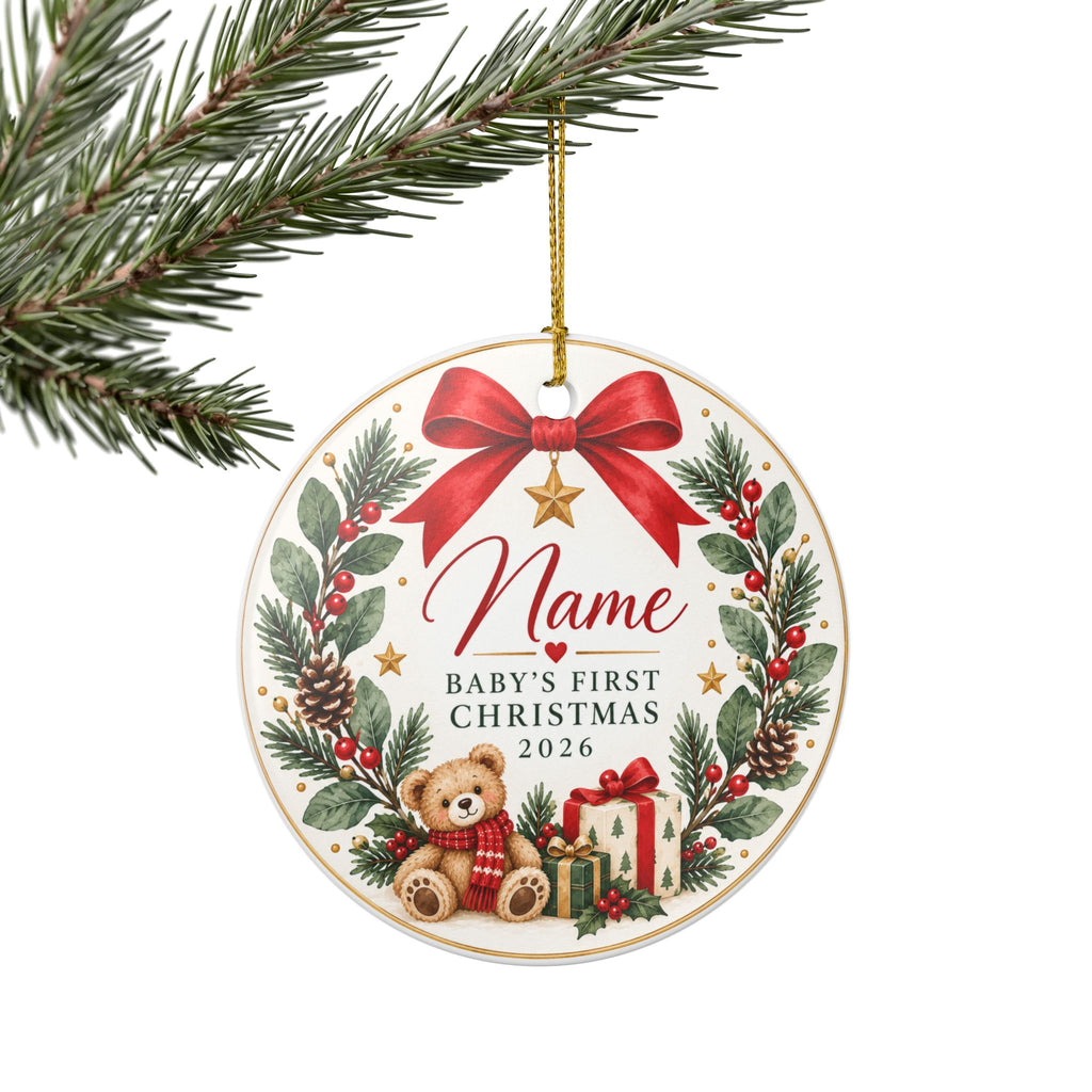Baby's First Christmas 2026 Heart Ornament | Ceramic Holiday Decoration