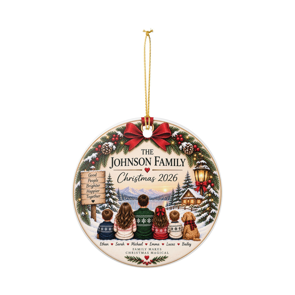 Personalized Family Christmas Ornament | Ceramic Holiday Decoration