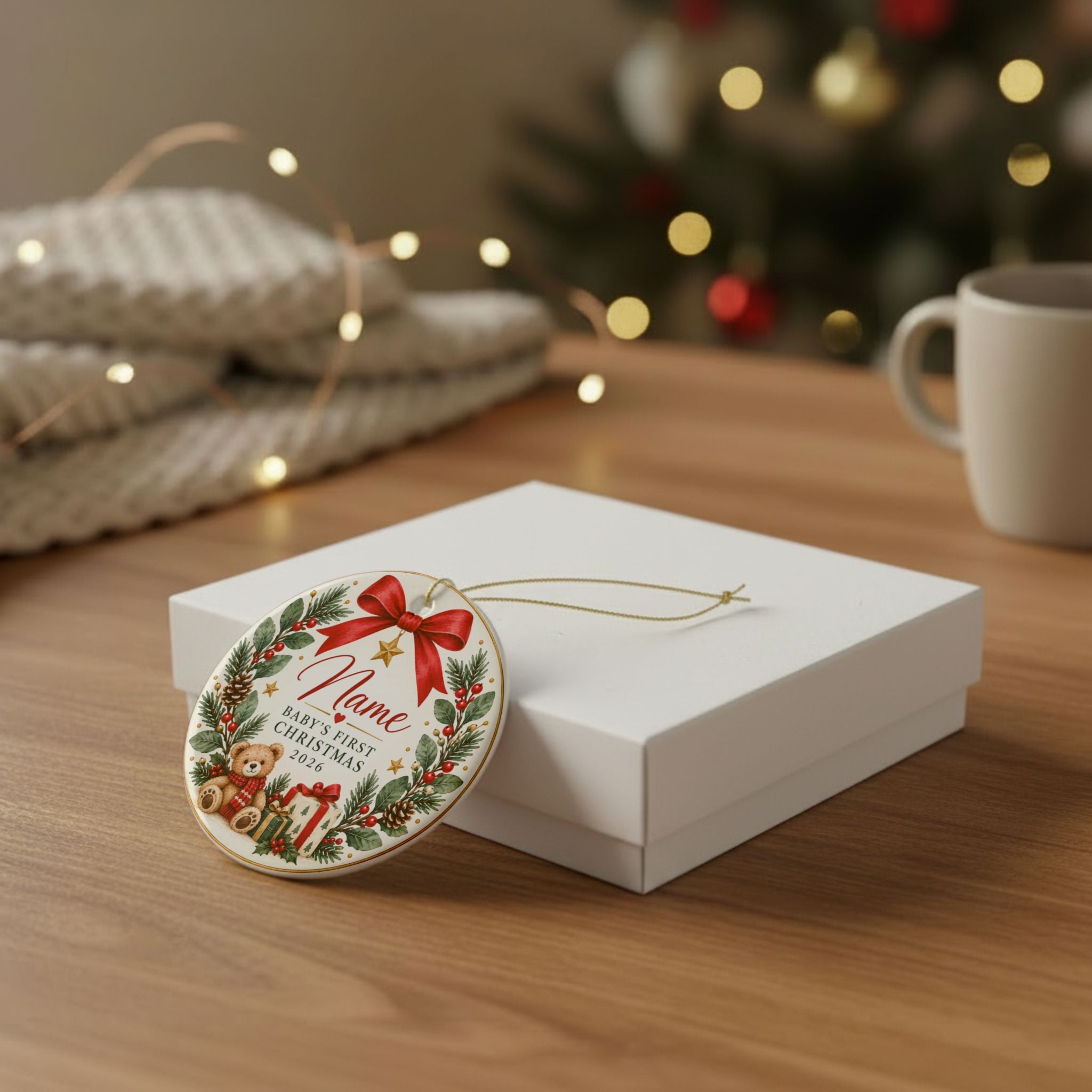 Baby's First Christmas 2026 Heart Ornament | Ceramic Holiday Decoration
