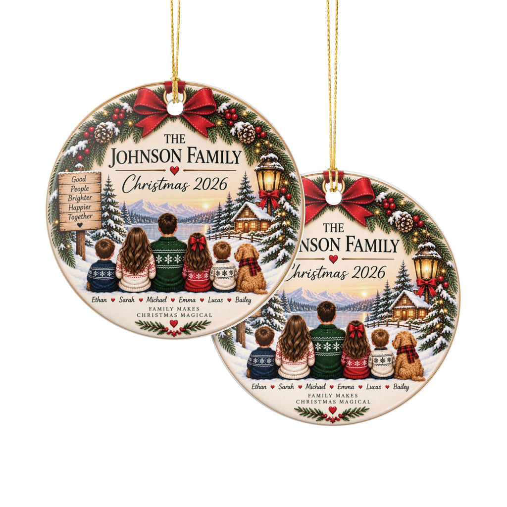 Personalized Family Christmas Ornament | Ceramic Holiday Decoration