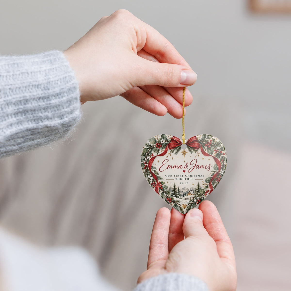 Our First Christmas Together heart ornament | Ceramic Christmas Ornament, Personalized Names