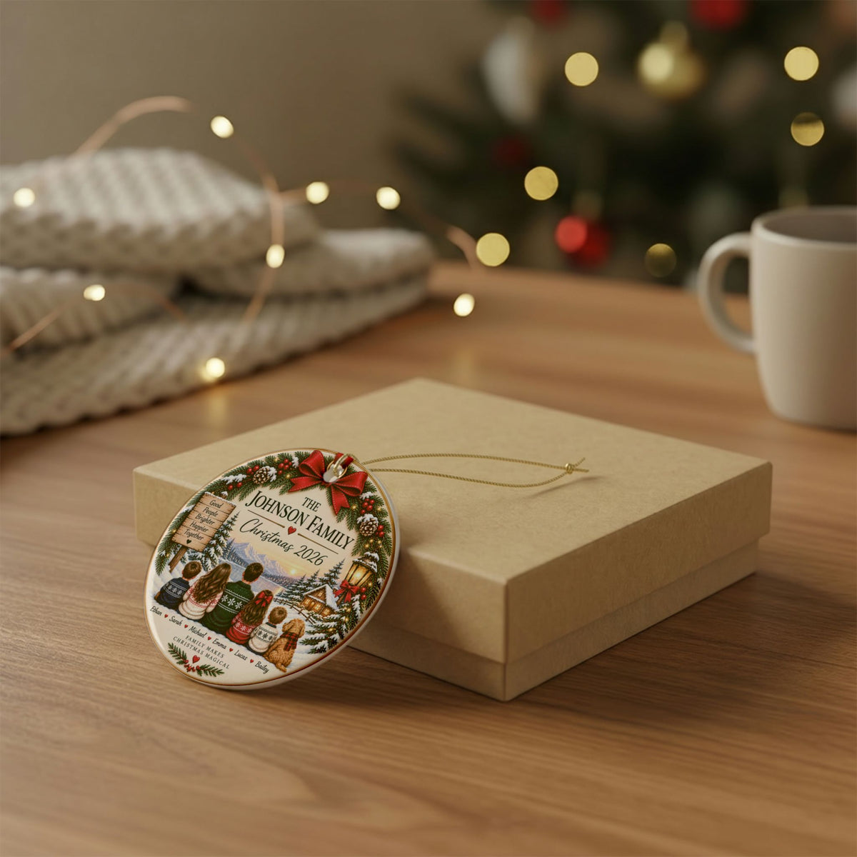 Personalized Family Christmas Ornament | Ceramic Holiday Decoration