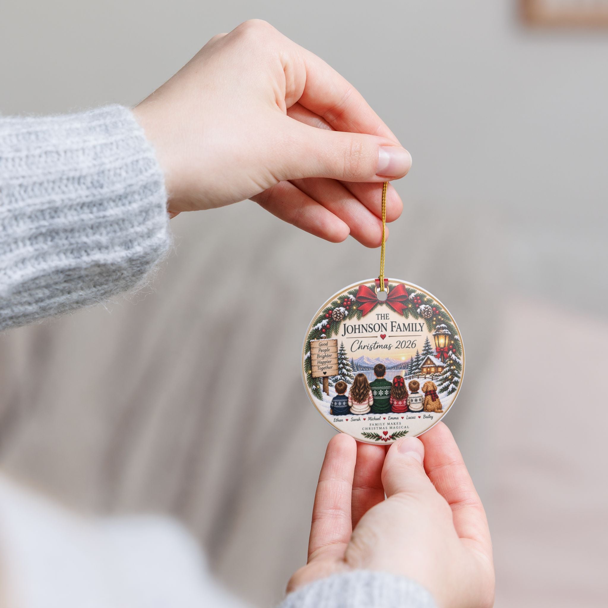 Personalized Family Christmas Ornament | Ceramic Holiday Decoration