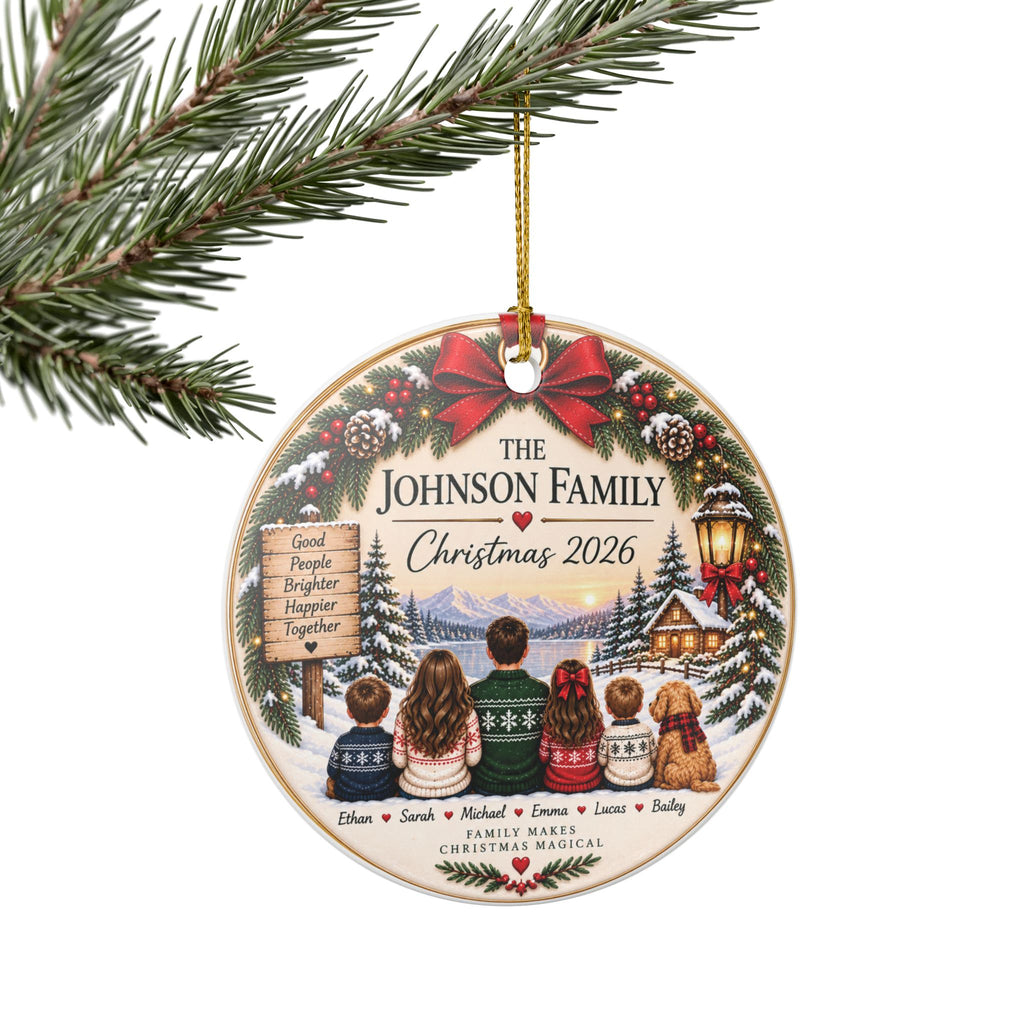 Personalized Family Christmas Ornament | Ceramic Holiday Decoration