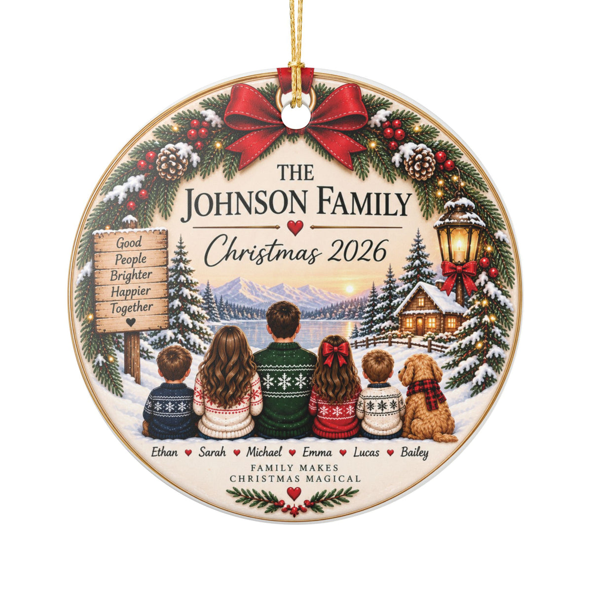 Personalized Family Christmas Ornament | Ceramic Holiday Decoration