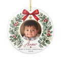 Baby's First Christmas Photo Ornament -  Ceramic Heart & Round Ornament