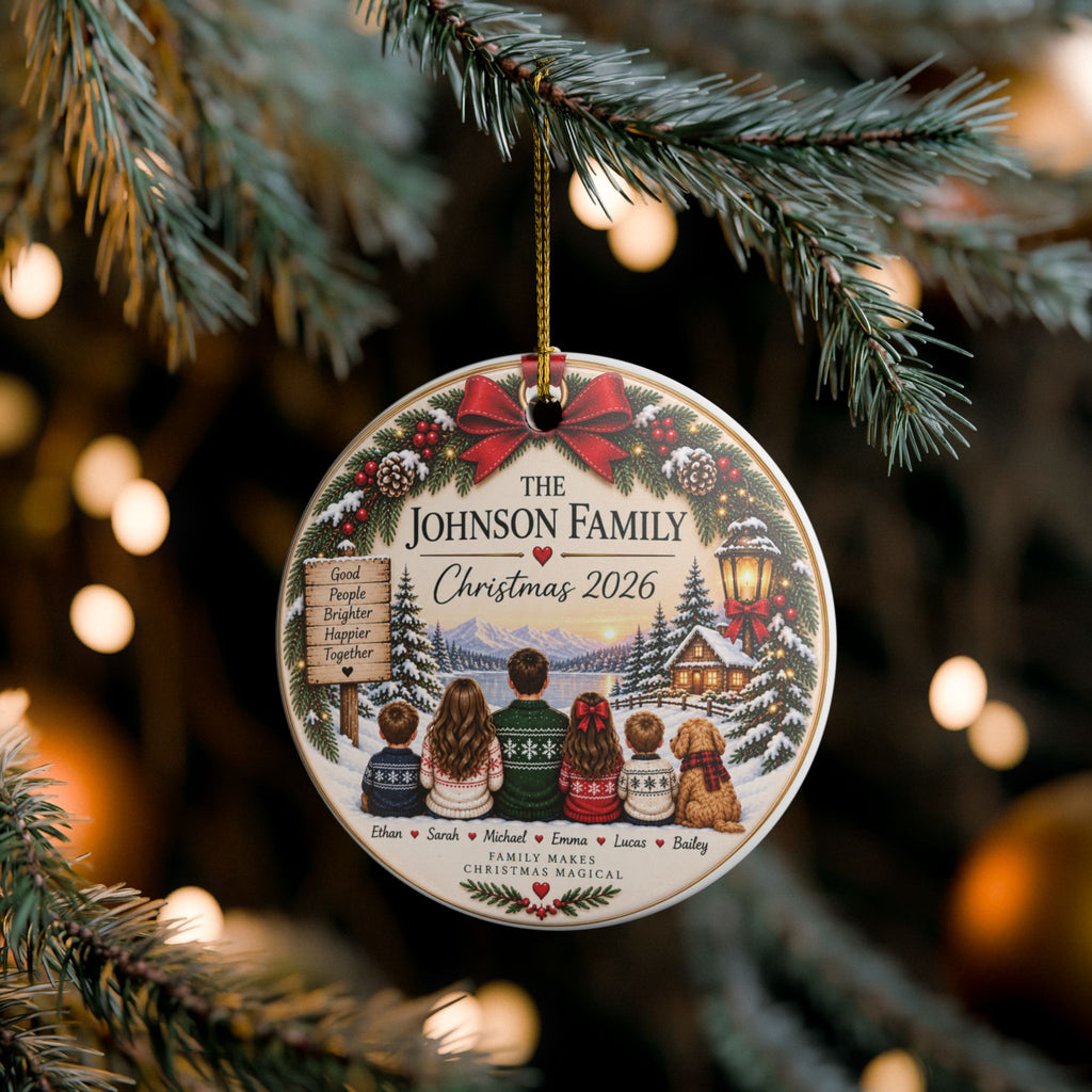 Personalized Family Christmas Ornament | Ceramic Holiday Decoration