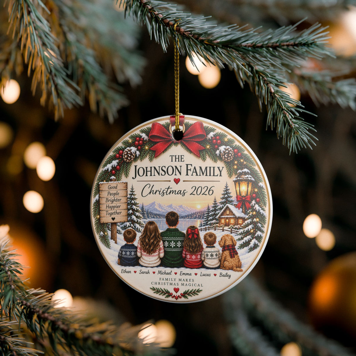 Personalized Family Christmas Ornament | Ceramic Holiday Decoration