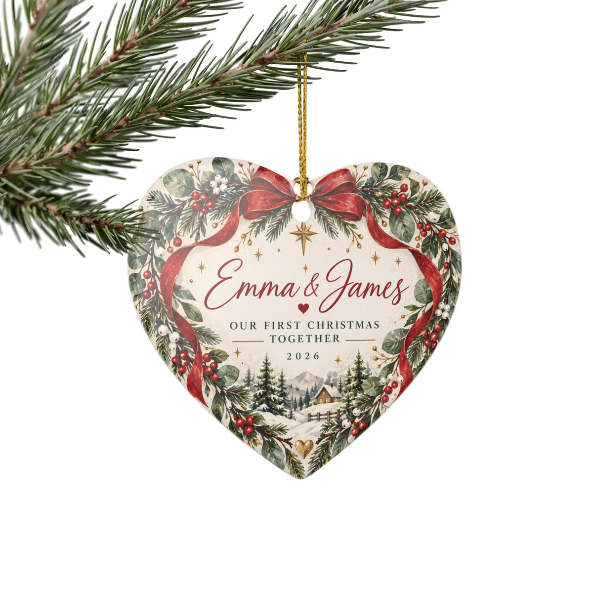 Our First Christmas Together heart ornament | Ceramic Christmas Ornament, Personalized Names