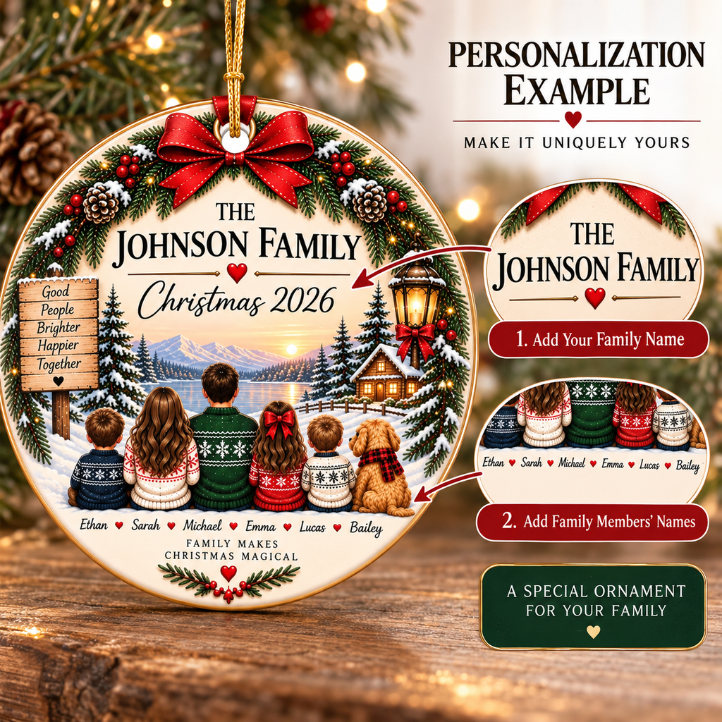 Personalized Family Christmas Ornament | Ceramic Holiday Decoration