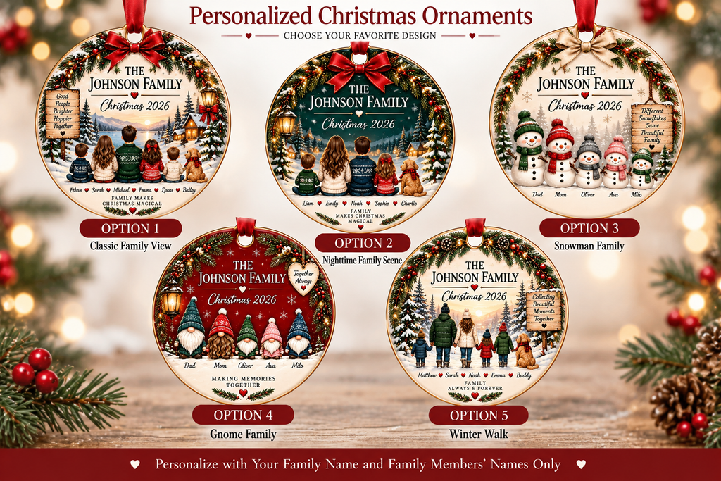 Personalized Family Christmas Ornament | Ceramic Holiday Decoration