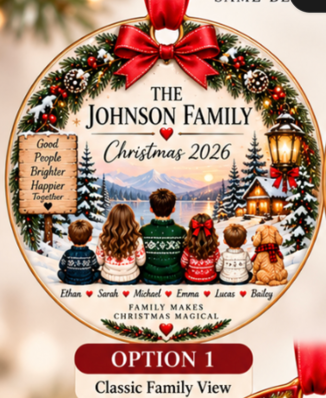 Personalized Family Christmas Ornament | Ceramic Holiday Decoration