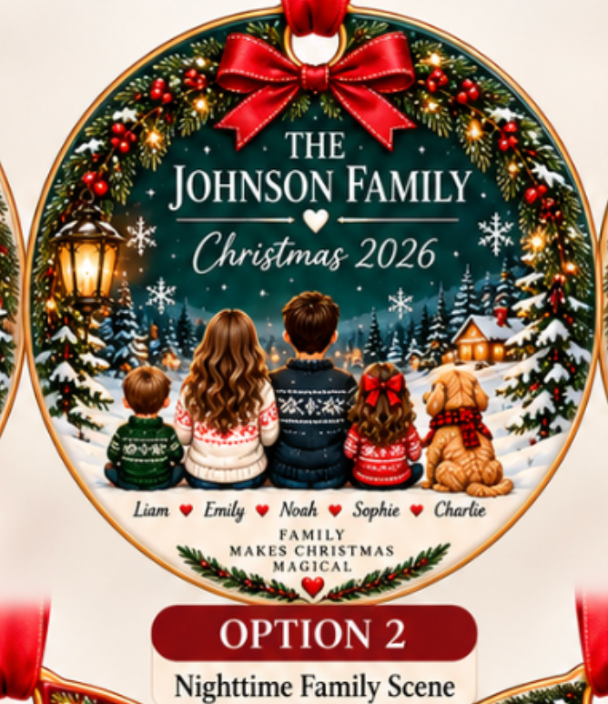 Personalized Family Christmas Ornament | Ceramic Holiday Decoration