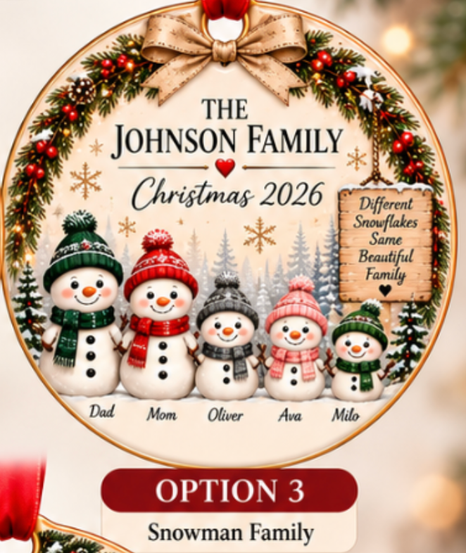 Personalized Family Christmas Ornament | Ceramic Holiday Decoration