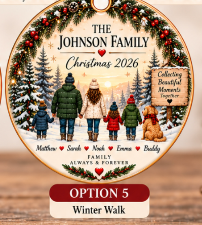 Personalized Family Christmas Ornament | Ceramic Holiday Decoration
