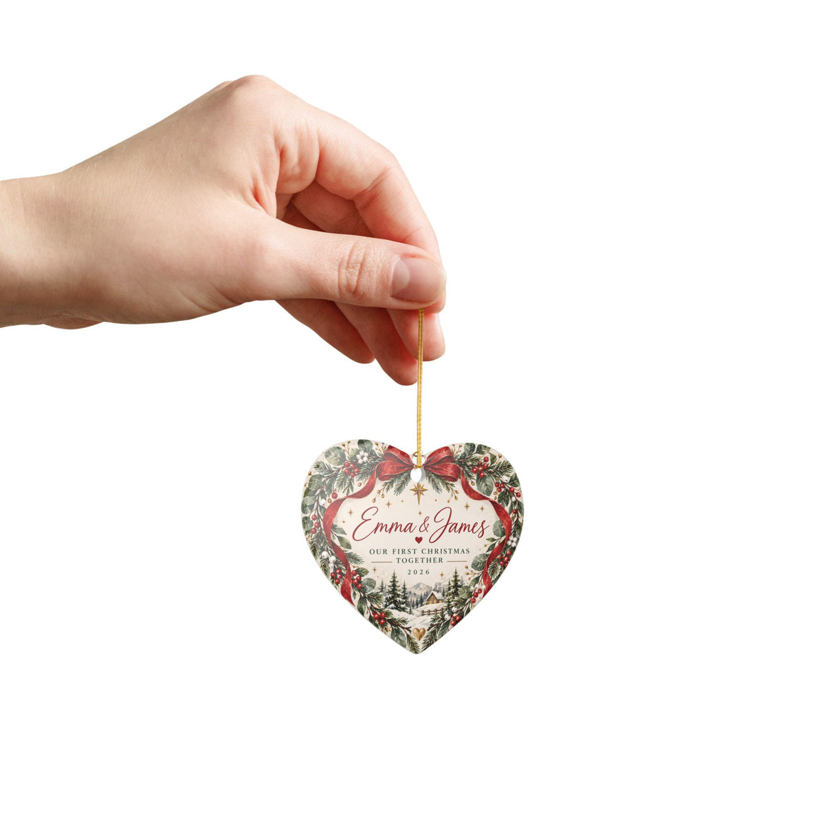 Our First Christmas Together heart ornament | Ceramic Christmas Ornament, Personalized Names