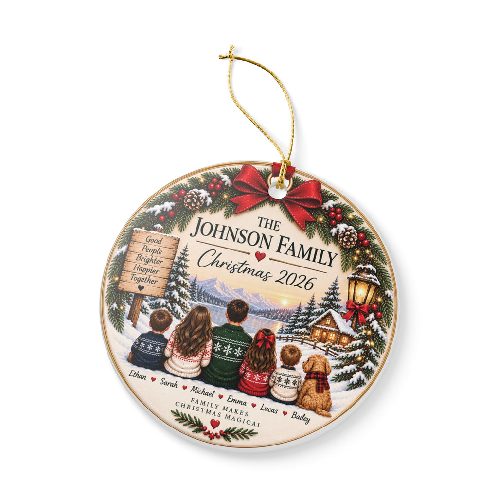 Personalized Family Christmas Ornament | Ceramic Holiday Decoration